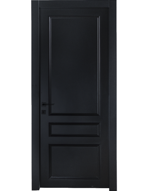 דלת פנים קלאסית - בעיצוב שחור 3 פאנלים